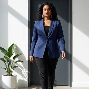 NWOT All Worthy Hunter McGrady Women’s Blue One Button Blazer Suit Jacket-Size 0